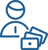 icône d’une personne ayant de l’argent à ses côtés