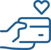 icône d’une main tenant une carte de crédit portant l’image d’un cœur au-dessus