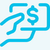 icône de paiement d’impôt, main bleue tenant de l’argent