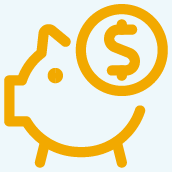 Icône d’une tirelire orange contenant les économies d’impôt résultant d’un REER